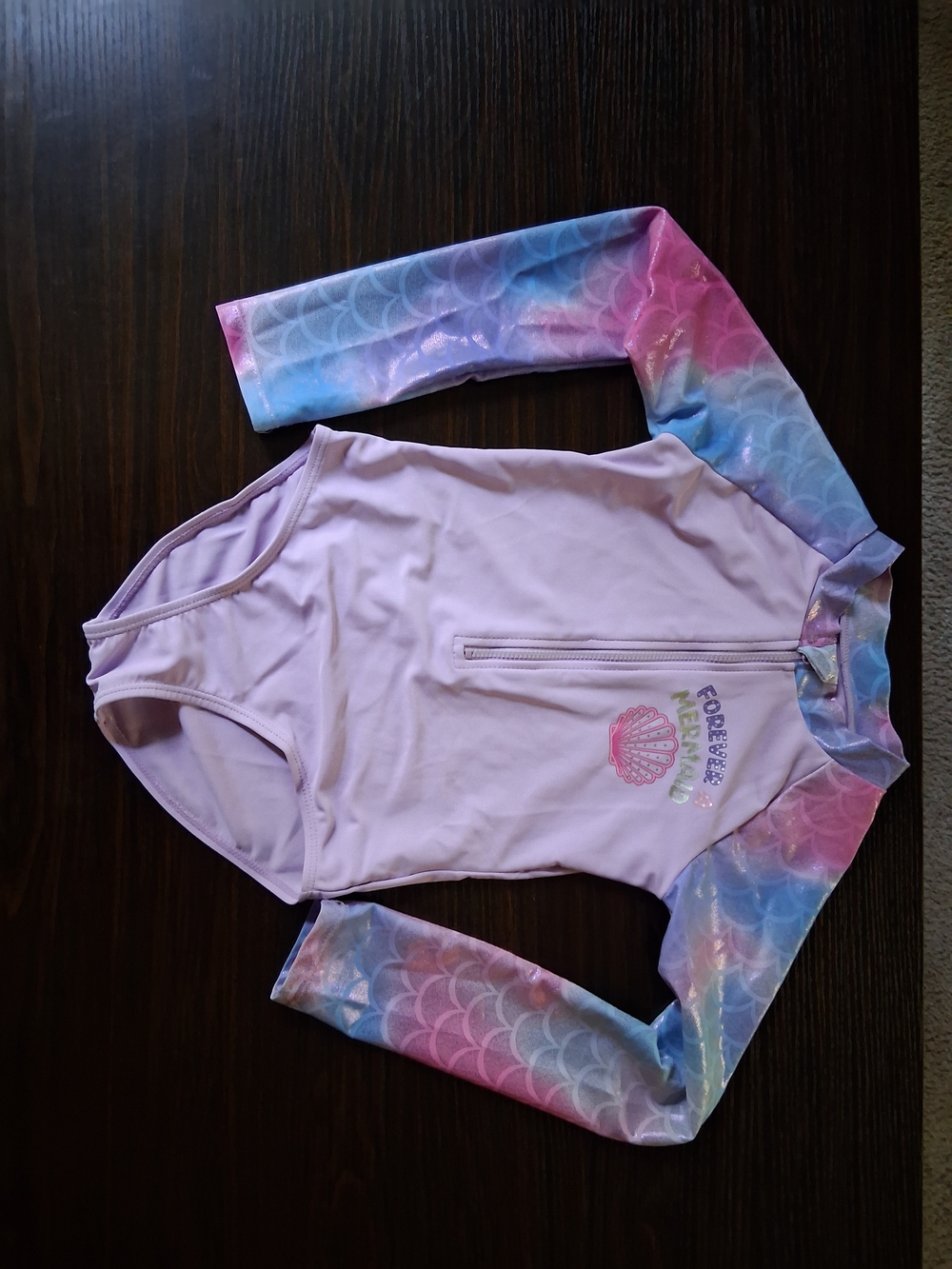 Lavender Pastel Mermaid Rash Guard Swimsuit - Pink, Purple, Blue